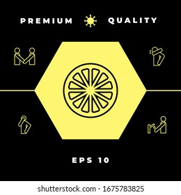 Slice of lemon,orange or other citrus fruit - line icon