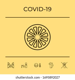 Trozo de limón, naranja u otros cítricos - icono de línea