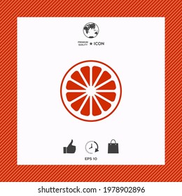 Slice of lemon,orange or other citrus fruit icon. Signs and symbols for your design