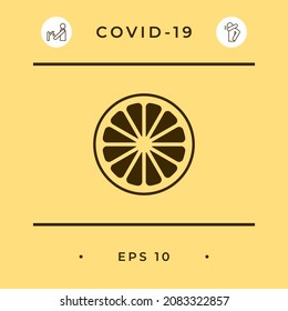 Slice of lemon,orange or other citrus fruit icon. Signs and symbols for your design