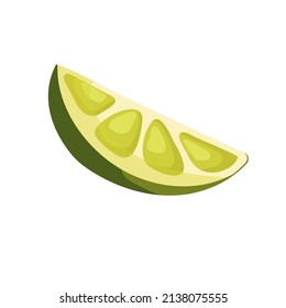 Trozo de cítricos de cal. Gráfico vectorial de dibujos animados.
