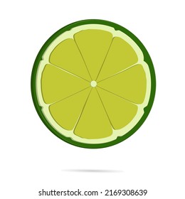 Slice of lime icon vector illustration, very sour green skinned fruit