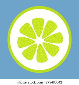 slice of lime isolated on a blue background