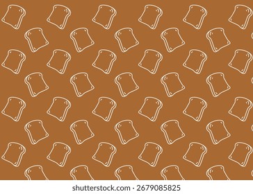 Uma fatia de padrão de ilustração de pão com fundo marrom, embalagem de alimentos, menu ilustração mão desenhado anúncios de impressão, negócio de alimentos, padaria