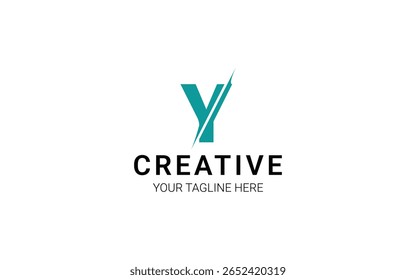 Logotipo fatiado com letra Y em design simples e minimalista