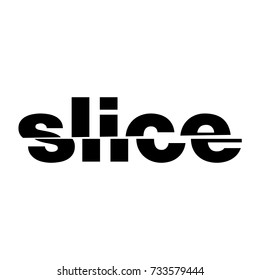 Slice logo made from words with negative space witch represent cute