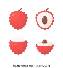 Slice lychee variant simple vector design set