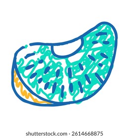 slice mandarin clementine doodle icon sketch vector. slice mandarin clementine sign. isolated symbol illustration