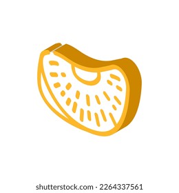 corte mandarina clementina vectorial de ícono isométrico. rebanar el signo de la clementina de mandarina. ilustración de símbolo aislado