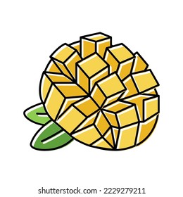 slice mango cube leaf color icon vector. slice mango cube leaf sign. isolated symbol illustration