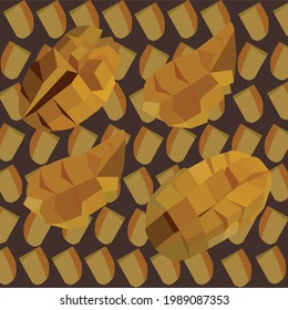 Slice mango on mango pulp background.