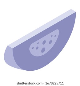 Icono de mangostino de rebanada. Isométrico del icono del vector de mangostino de corte para el diseño web aislado en fondo blanco