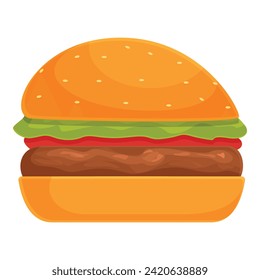 Slice meat burger icon cartoon vector. Fast food. Tomato lunch juicy