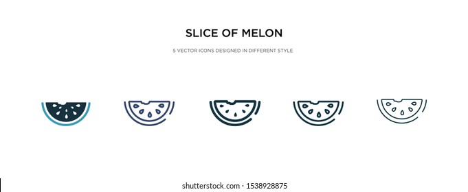 slice of melon icon in different style vector illustration. two colored and black slice of melon vector icons designed in filled, outline, line and stroke style can be used for web, mobile, ui