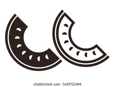 Slice of melon icon isolated on white background