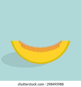 slice of melon on a blue background, vector illustration
