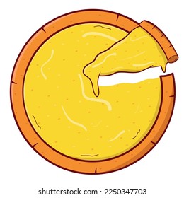 Slice of Melted Cheese Pizza, vector flat illustration