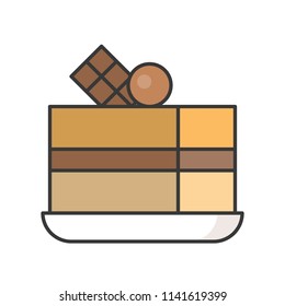slice of mocha cake, sweets and pastry set, filled outline icon