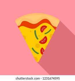 Slice of mozzarella pizza icon. Flat illustration of slice of mozzarella pizza vector icon for web design