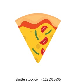 Slice of mozzarella pizza icon. Flat illustration of slice of mozzarella pizza vector icon for web design