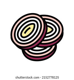 vectores de icono de color de cebolla de corte. signo de cebolla en rodajas. ilustración de símbolo aislado