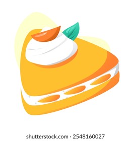 Fatia de bolo de laranja com creme