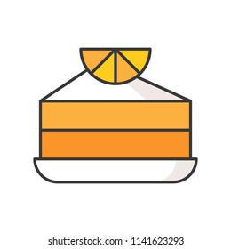 slice of orange cake, sweets and pastry set, filled outline icon