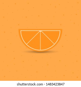 A slice of orange in flat style. Orange background