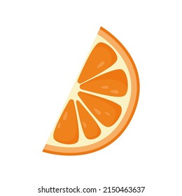A slice of orange. Fruit, citrus. Vector flat illustration in cartoon style isolated on white background