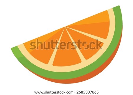 Slice of Orange with Green Rind on a White Background citrus fruit
