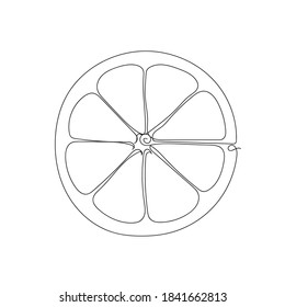 Slice orange or lemon - one line drawing. Vector illustration continuous line drawing.