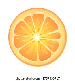 Slice of orange on a white background