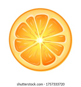 Slice of orange on a white background