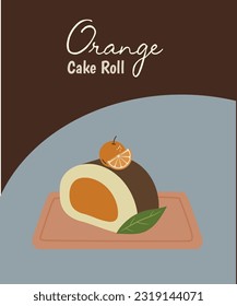 Slice of Orange Roll Cake on a plate
