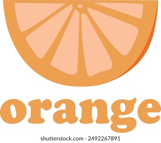 Slice of orange with word orange underneath
