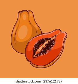 slice of papaya fruit vector illustration