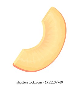 Rebanar fruta de melocotón. Se puede usar para una dieta saludable, cosechar el concepto de comida ecológica natural. Ilustración vectorial en estilo de caricatura realista