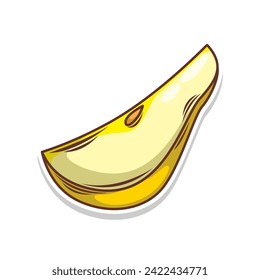 Slice of pear fruit hand draw style