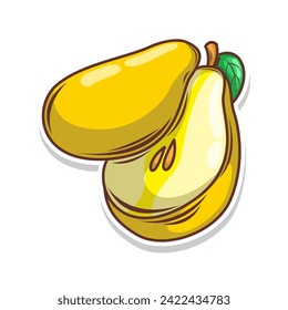 Slice of pear fruit hand draw style