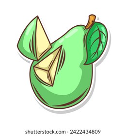 Slice of pear fruit hand draw style