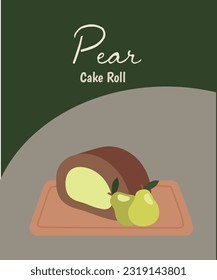 Slice of Pear Roll Cake on a plate