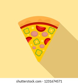 Slice pepper pizza icon. Flat illustration of slice pepper pizza vector icon for web design