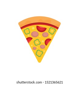 Slice pepper pizza icon. Flat illustration of slice pepper pizza vector icon for web design