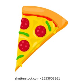 Slice of Pepperoni Pizza Cartoon Color Illustration