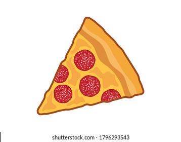 Slice of pepperoni pizza icon vector. Pepperoni pizza icon vector. Pieces of salami pizza icon isolated on a white background