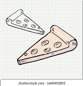 Slice of a Pepperoni Pizza isolated on paper background 