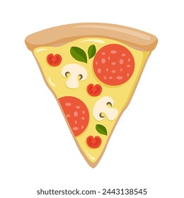 Slice of pepperoni pizza, vector