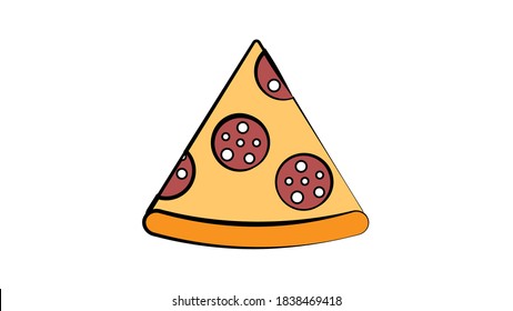 Slice of pepperoni pizza. Vector clip art illustration with simple gradients. All in a single layer.