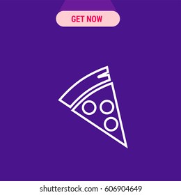 Slice of Pepperoni Pizza Vector Icon, The outlined symbol of tasty pizza's slice. Simple, modern flat vector illustration for mobile app, website or desktop app 