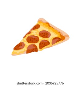 Slice of pepperoni pizza. Vector illustration 